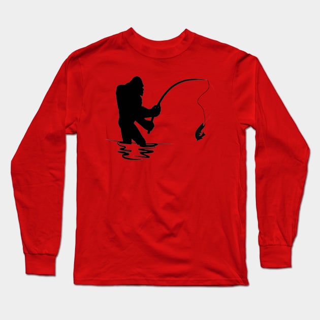 Fishing Bigfoot Long Sleeve T-Shirt by bryanartsakti